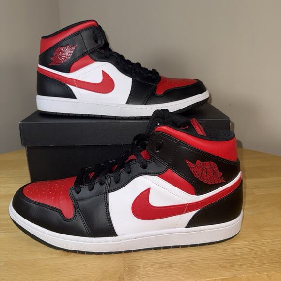 Size 14 - Jordan 1 Mid Bred Toe OG BOX TRIED ON main image 6